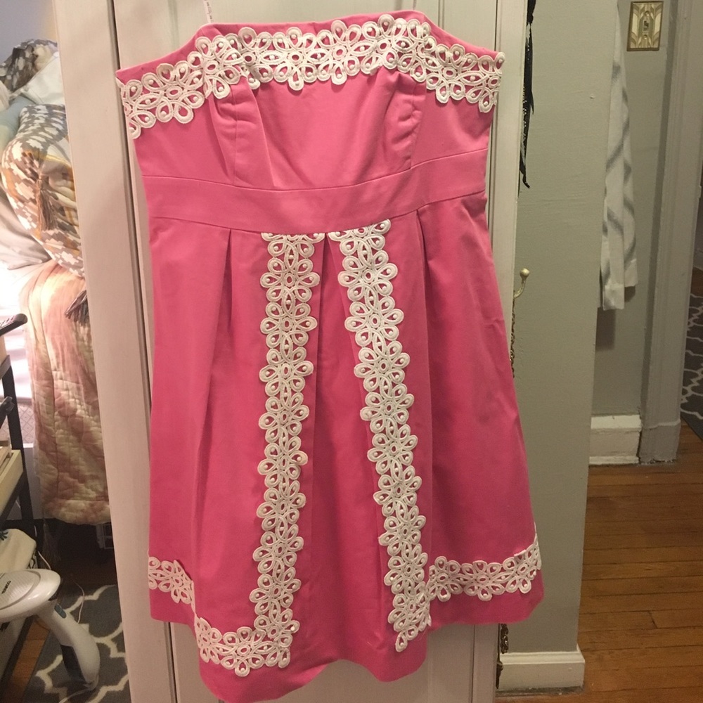 Lilly Pulitzer hot pink strapless dress