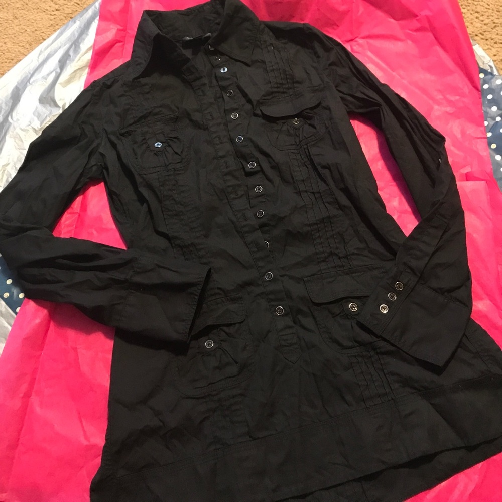 BEBE black button down tunic