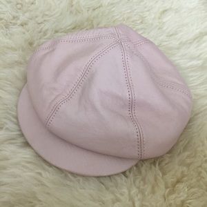 Wilsons Leather - Pale pink leather newsboy cap