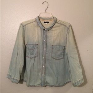 BDG 3/4 Sleeve Chambray with Babydoll Collar