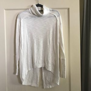 Free people white turtleneck open back sweater