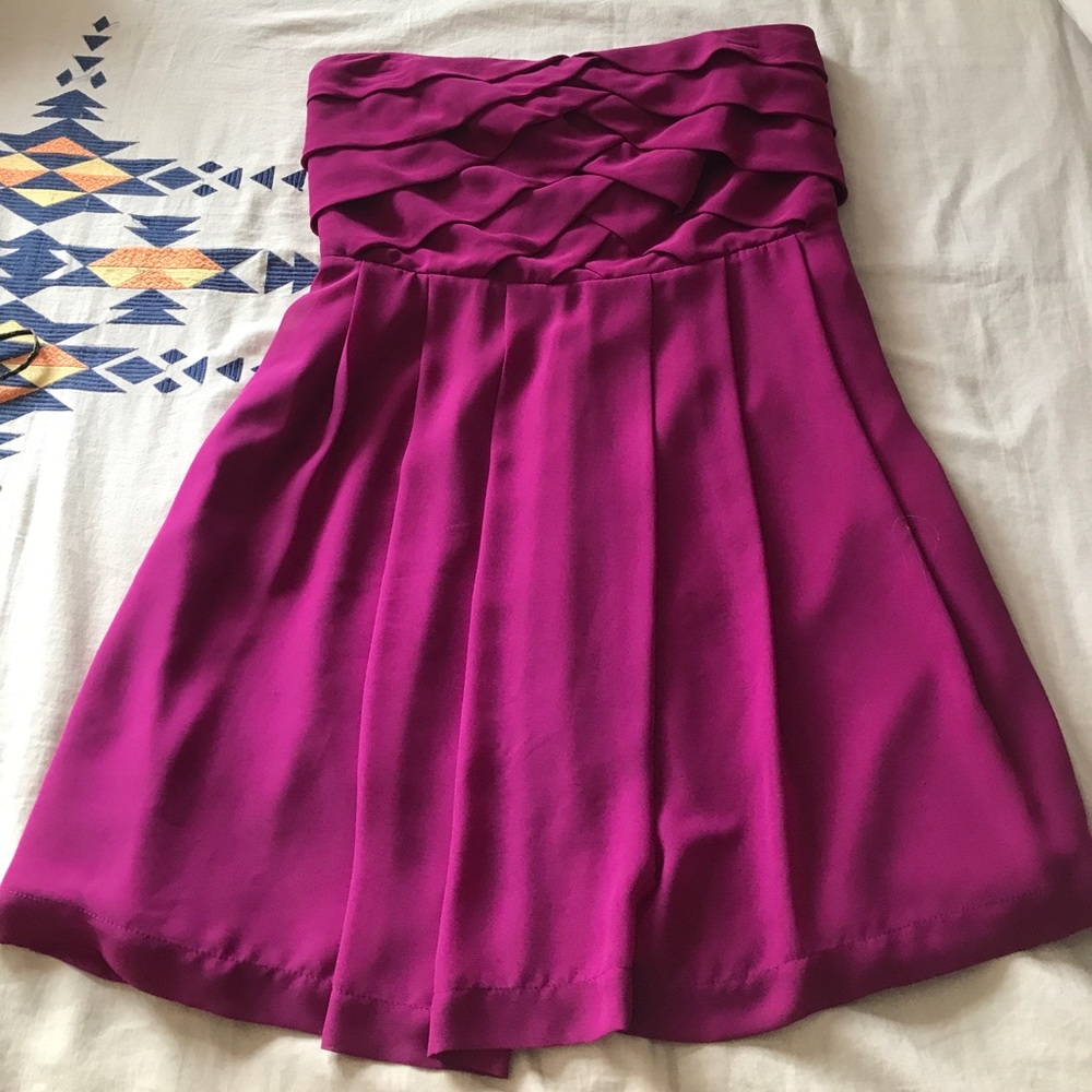 Express Fuchsia pleated strapless dress