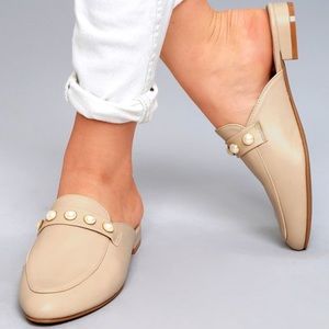 Cute Loafer Slide Mules with Pearl Detail