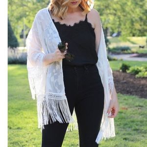 White Fringe Kimono