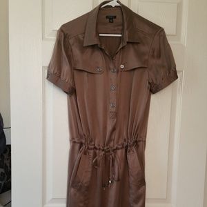 tan silk dress