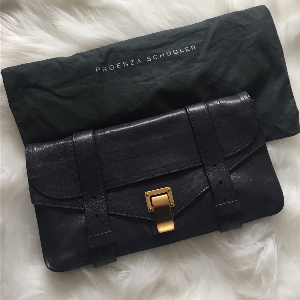 Proenza Schouler PS1 Pouchette Navy with Gold hw