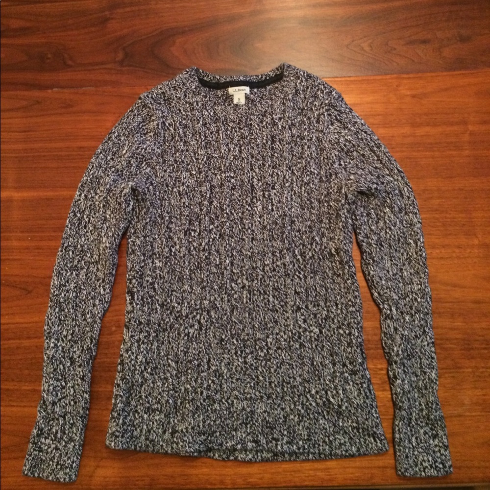 LL Bean cable knit black/white sz medium sweater