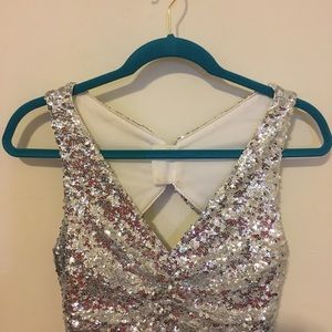 Silver sequin evening gown