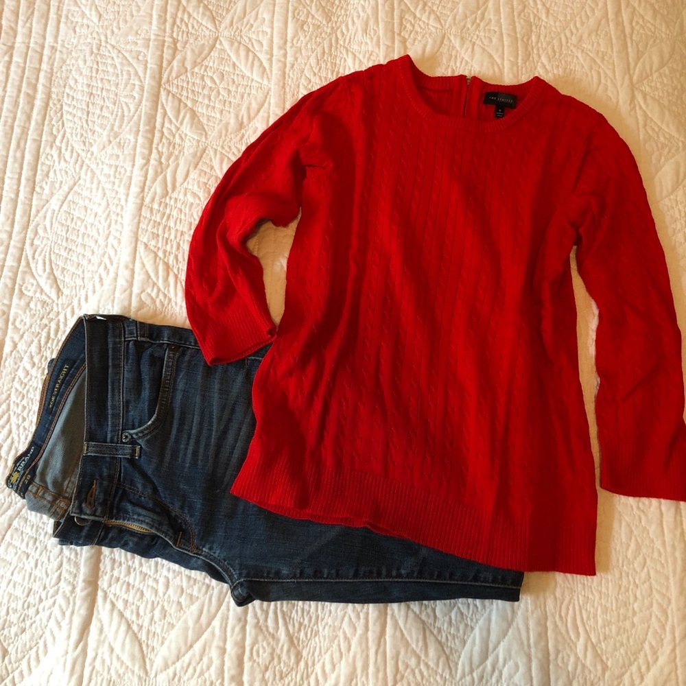 The Limited ¾ Sleeve Cable Knit Sweater