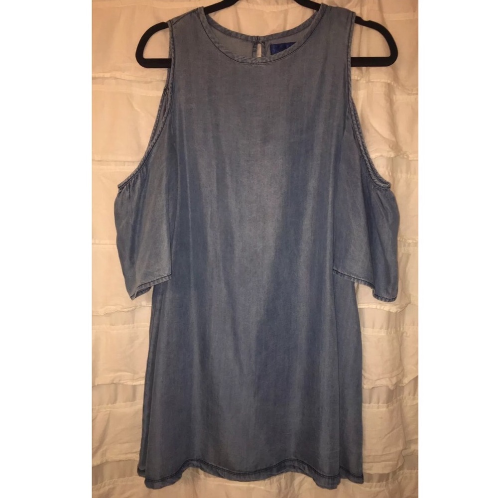 Anthropologie Cold Shoulder Chambray Dress