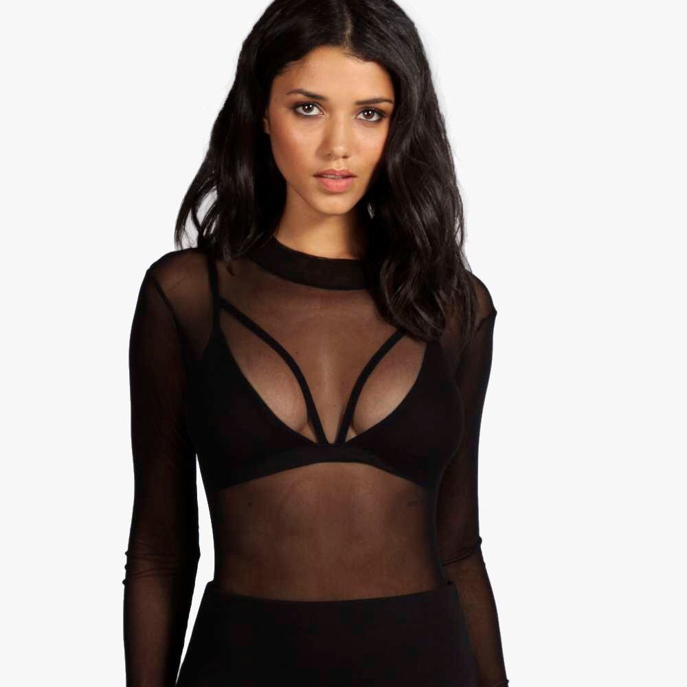 Sheer long sleeve bodysuit