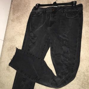 Forever 21 Black Ripped Skinny Jeans