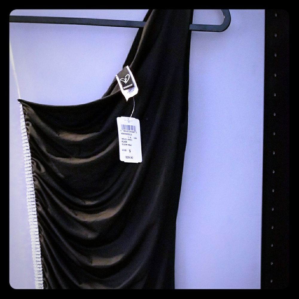 Black mini dress with side rhinestones