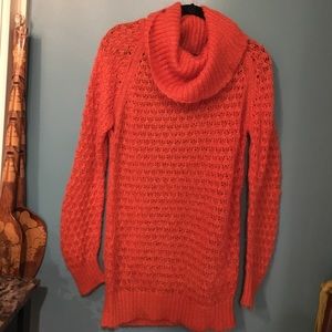 🍁Orange Sisley knit cowl-neck sweater, size M