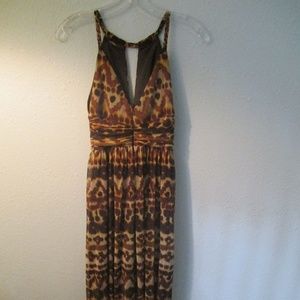 Floor length earthy print dress