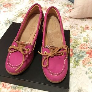 The cutest Sperry in town - Rose and camel.