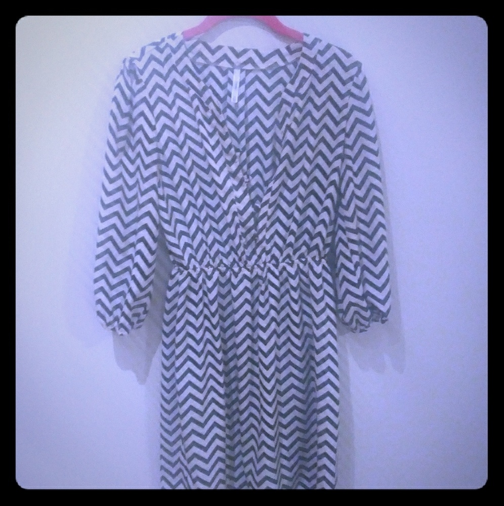 Navy and Tan Chevron Dress