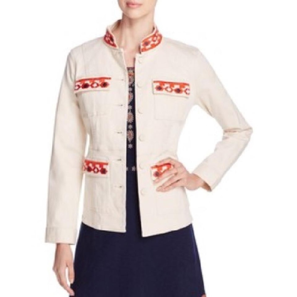 Berkley' Embroidered Mandarin Collar Jacket