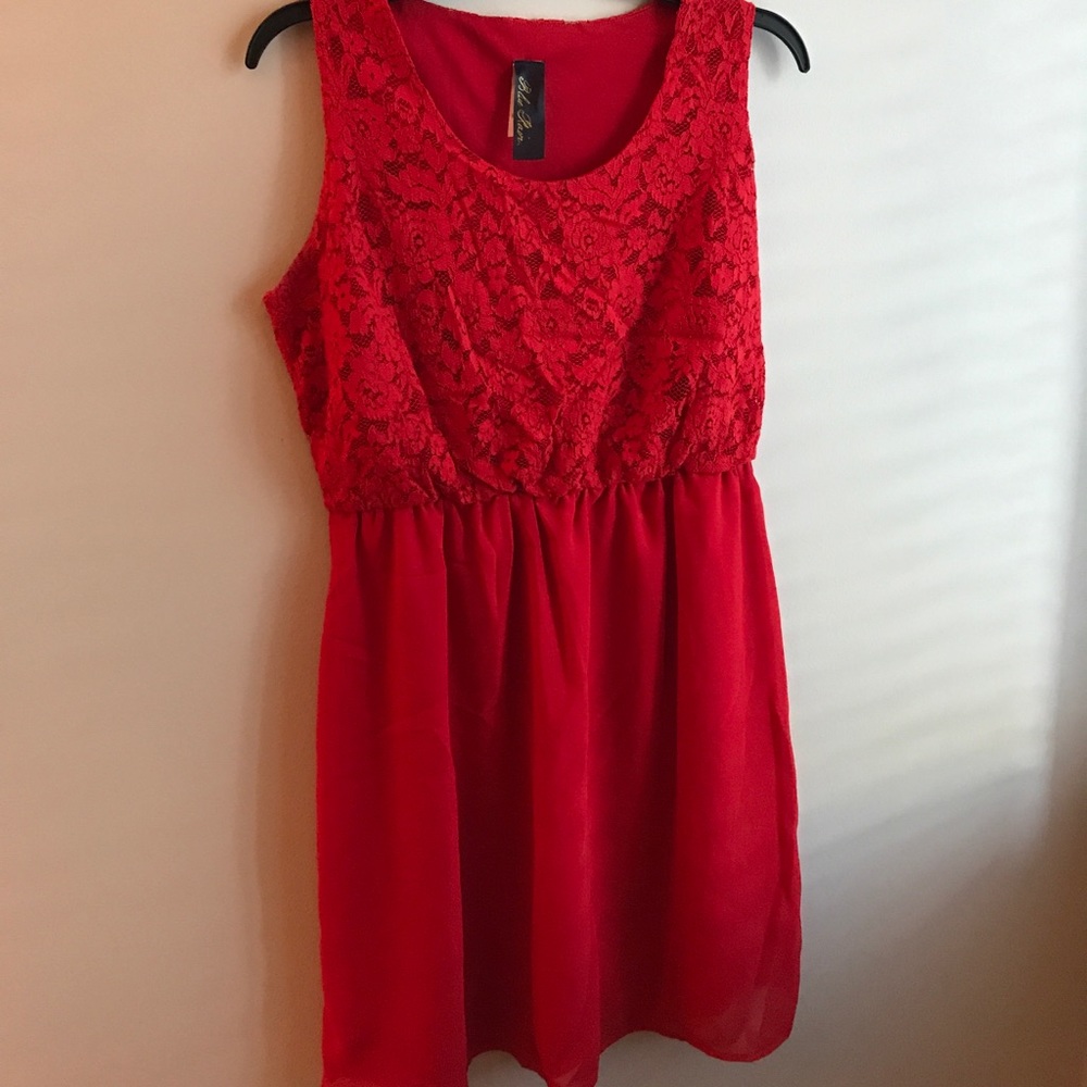 Francesca’s Red Dress with Lace Top Half