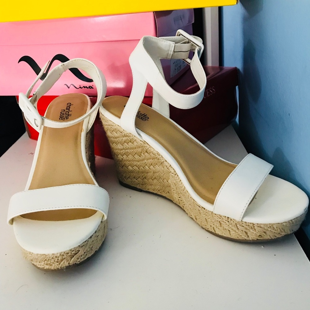 White sandals with a heel