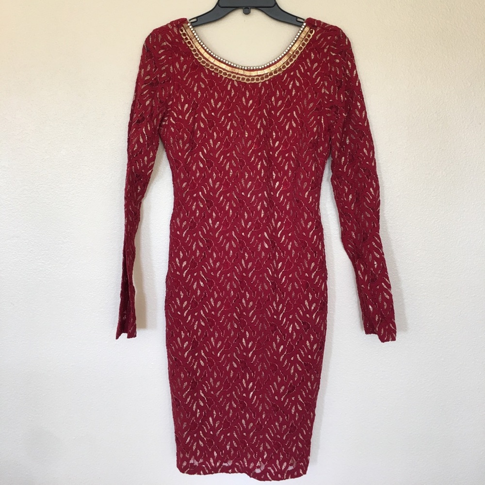 Red and Gold Elegant Cocktail Dress