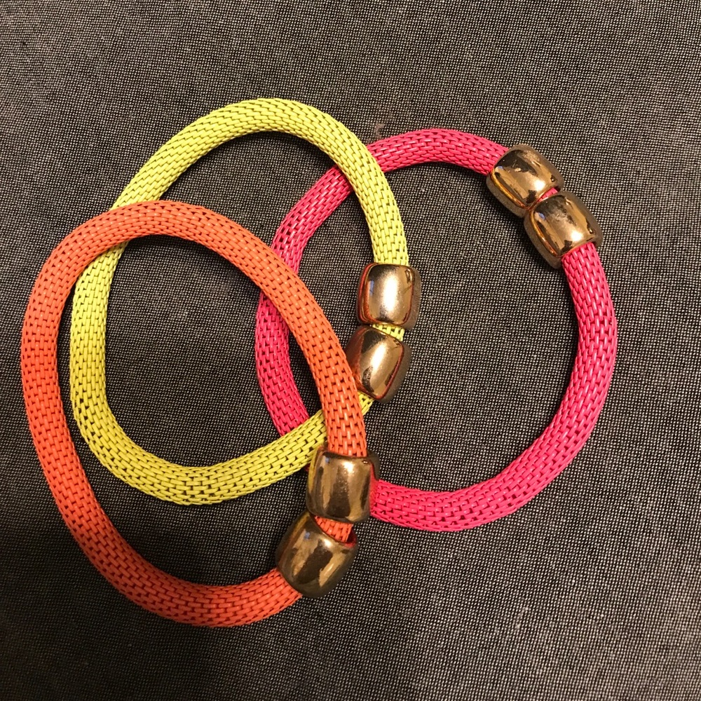 Neon colored bracelets. Not stretched out.