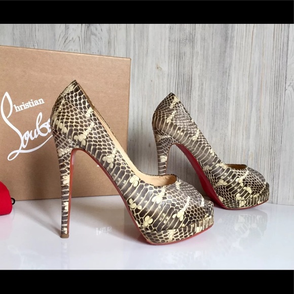 Auth Christian Louboutin Python Snakeskin Heels - Picture 3 of 7