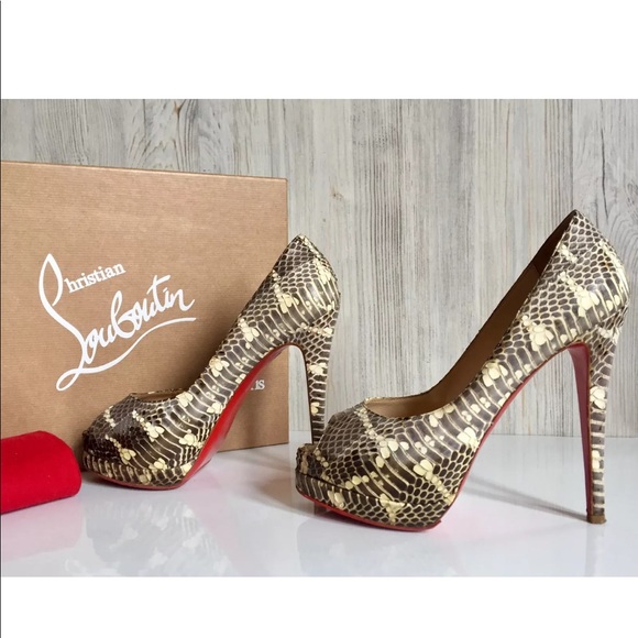 Auth Christian Louboutin Python Snakeskin Heels - Picture 5 of 7