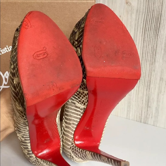 Auth Christian Louboutin Python Snakeskin Heels - Picture 6 of 7