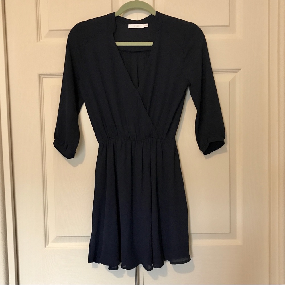 •lush• Navy Chiffon Dress