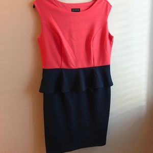 Coral and Navy Peplum Dress