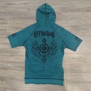 Affliction short sleeve zip up. Reversible