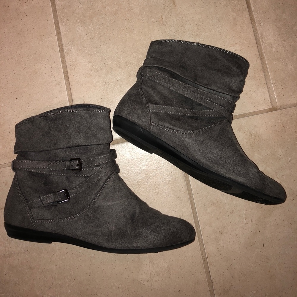 Gray ankle boots