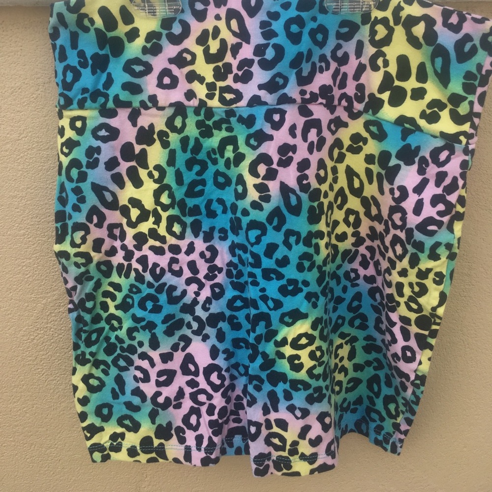 Pastel rainbow leopard print skirt