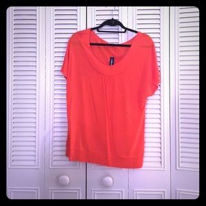 NWT Orange Wide Scoop Neck Top with Loose Sleeves