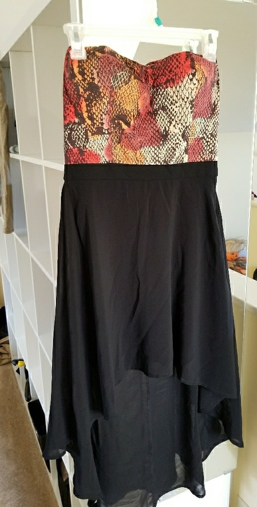Cloth snake skin black strapless sundress