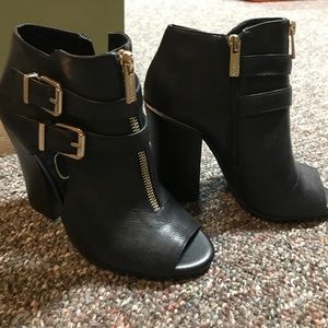 Jessica Simpson Peep Toe Leather Booties