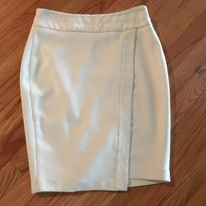 WHBM Ecru Wrap Asymmetrical Pencil Skirt