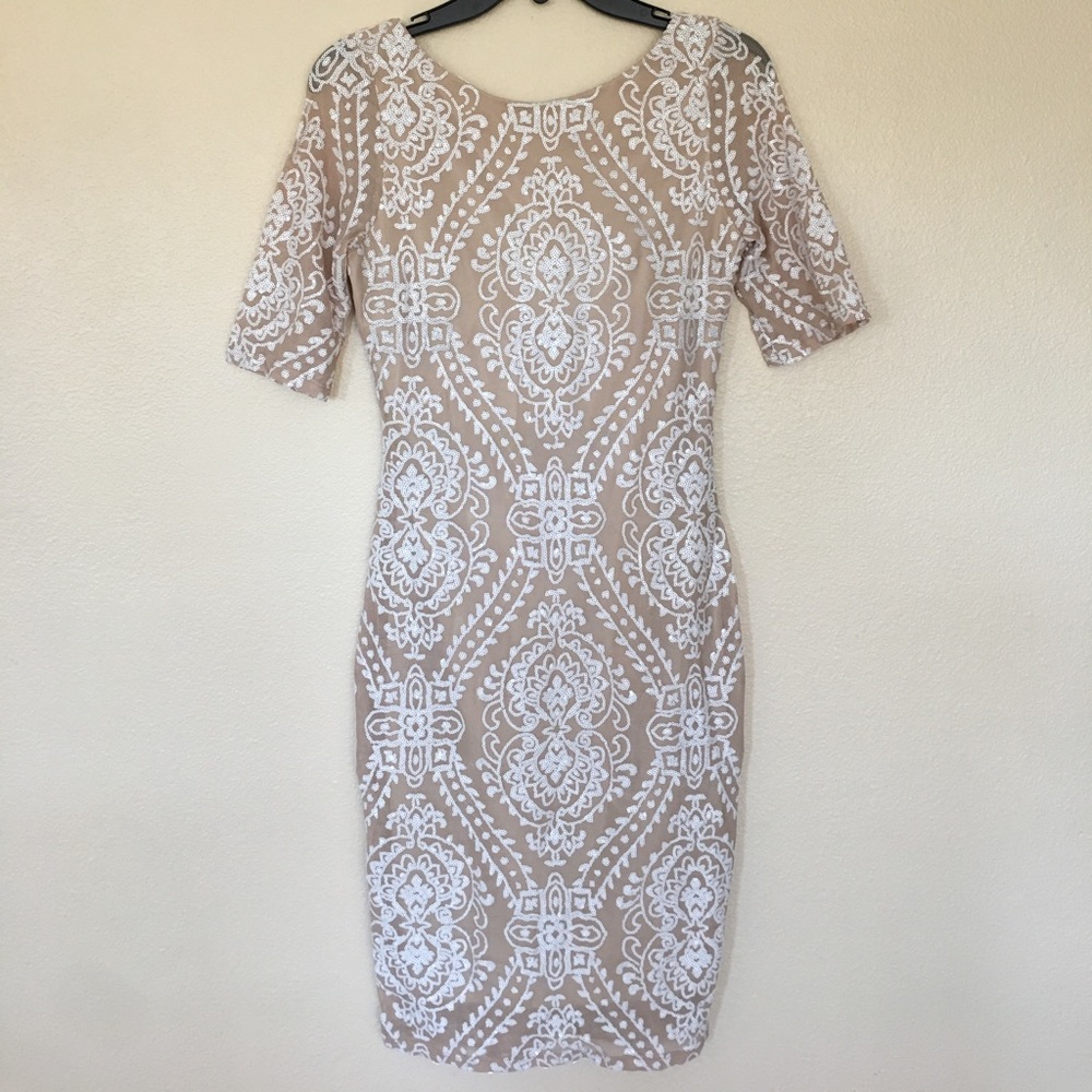 Nude and Sheer Cocktail Dress