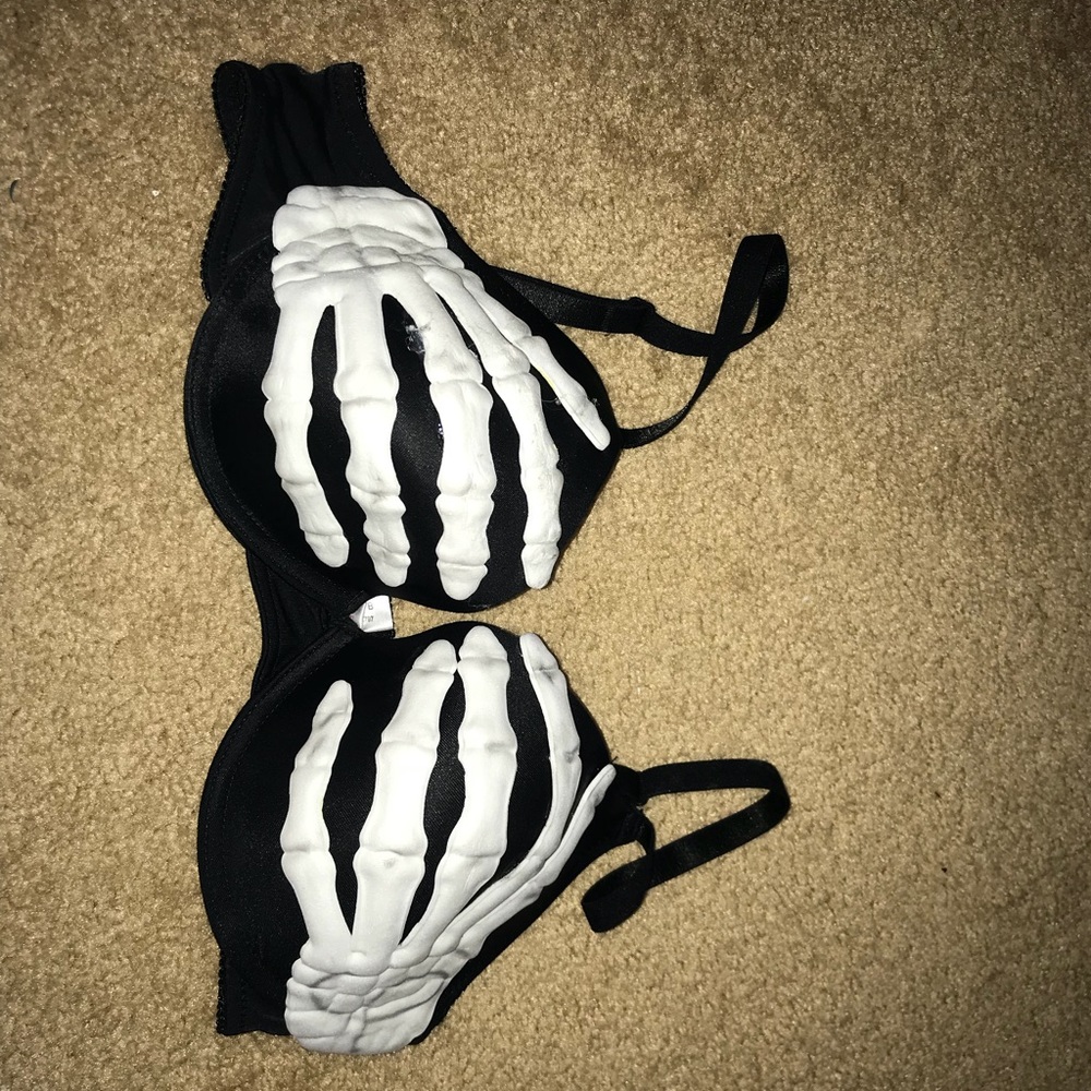 skeleton hand bra