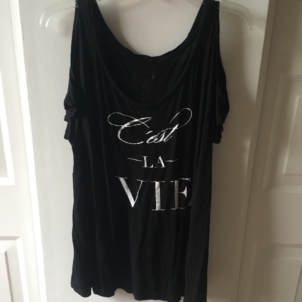 Black T-Shirt with exposed shoulders!