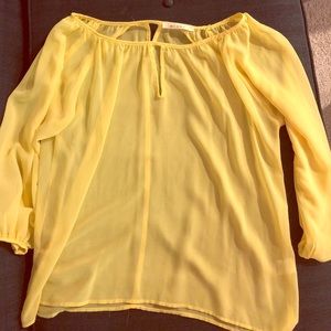 yellow chiffon scoop neck shirt