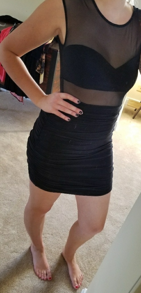 Black bodycon sheer dress