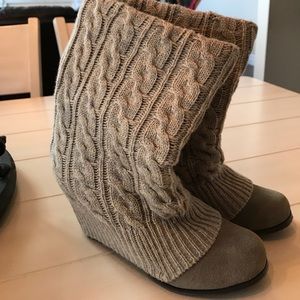Steve Madden Cable Sweater Wedge Boots