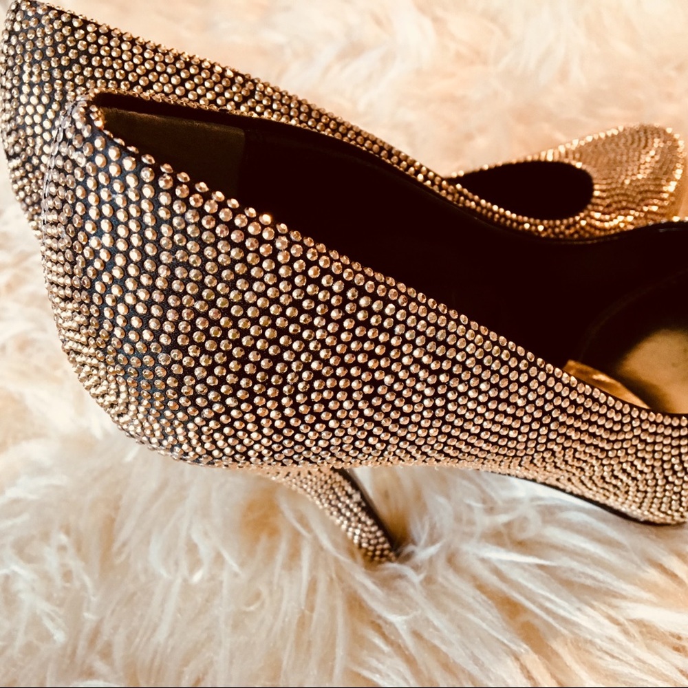 Nina ❦ Sparkling Gold-Studded Pumps (worn once)