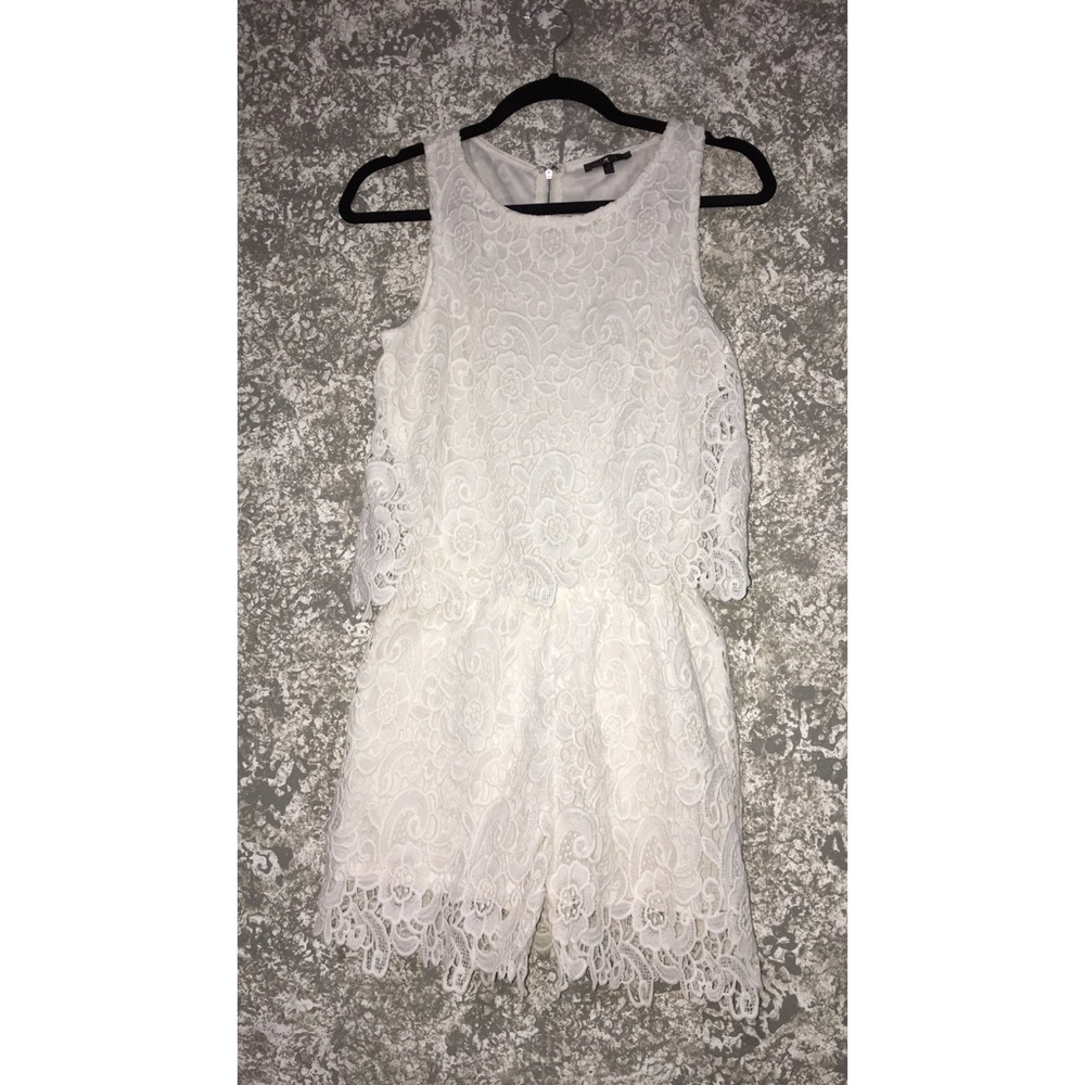 White Lace Knit Romper