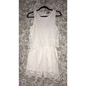 White Lace Knit Romper