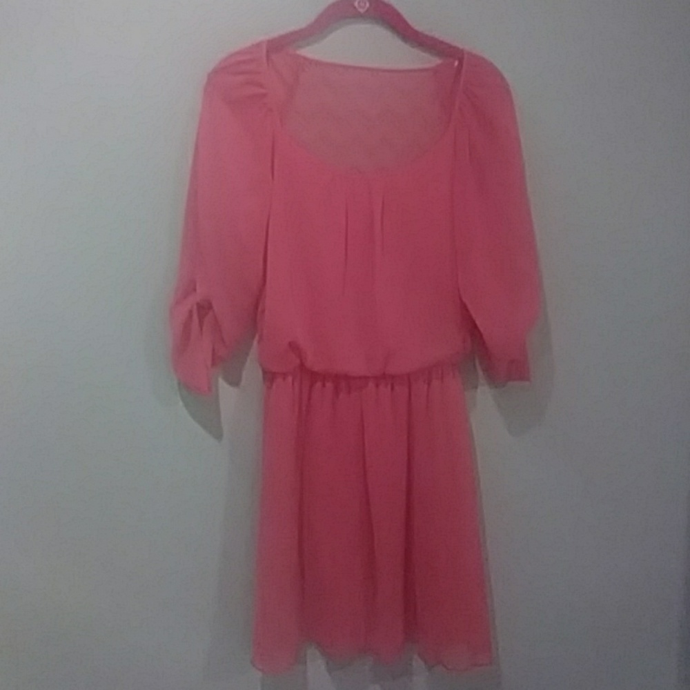 3/4 Length Sleeve Coral Dress