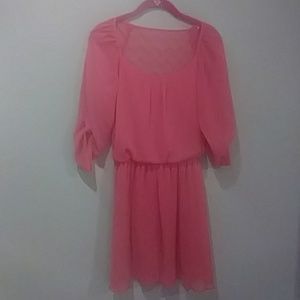 3/4 Length Sleeve Coral Dress