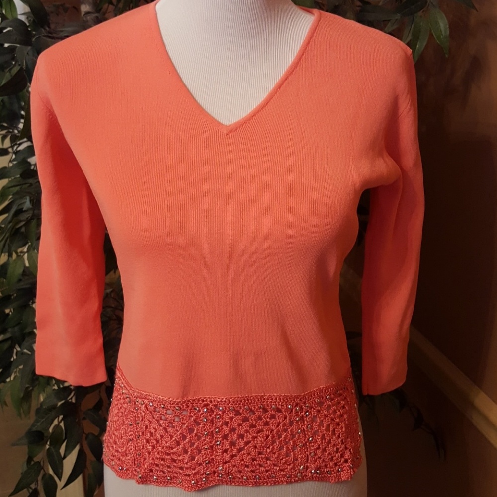 JOSEPH A. 3/4 Sleeve Pullover Sweater Med EUC